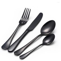 Flatware Sets High Grade 24Pcs/Set Quality 18/8 Stainless Steel Cutlery Set Flateware Black Silverware Tableware Dinner Knife Fork