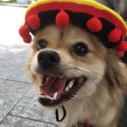 Ropa para perros mini sombrero de sombrero gracioso gorro de mascotas de paja de estilo mexicano ajustable para gatos suministros de fiesta disfraz