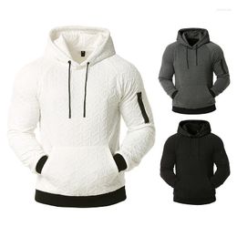 Men's Hoodies Mens Casual Sports Hooded Sweatshirts Clip Silk Cotton Humanoid Design Coat Solid Jacquard Outerwear Male Clothes Spring