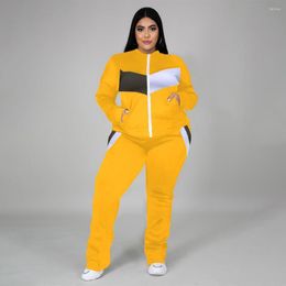 Tracksuits Plus Size 4xl Jogging Sets Tracksuit Women Pants Suits 3xl 5xl Sexy Patchwork Street Wear O Neck Zipper Top Clothing Wholesale