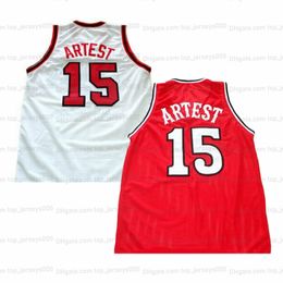 Custom Ron Artest #15 St John Basketball Jersey White Red Sewn Any Name Number Size S-4XL