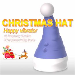Beauty Items Christmas Hat Happy Vibrator for Women 10 Frequency Clit Orgasm Nipple Suck Toys Adults Couple sexy Toy Gift TD0427