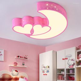 Ceiling Lights Simple Wrought Iron Lamp Creative Children's Room Bedroom Modern Led Stars Moon Color