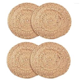 Table Mats 4PCS Kitchen Mat Round Placemat Coasters Natural Straw Placemats Cup Accessories Home Decoration