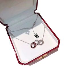 Necklace Jewellery Men Women Three Ring Full Diamond Necklace Octagonal Screw Cap Love Necklace Couple Gift With Box Set