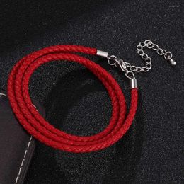Charm Bracelets Women Fashion Jewelry Red Braided Leather Multilayer Bracelet Lobster Clasp Ajustable Rope Gifts