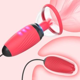 Beauty Items 2in1 Famale Masturbator Nipple Stimulation Licking Vibrator Vagina Clit Sucker Vibrating Egg Anal Plug Erotic sexy Toys for Women
