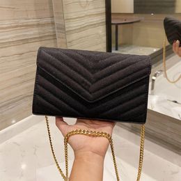 Genuine Leather Crossbody Bag Flap Handbag Purse Quilting Messenger Bags Mutiple Layer Wallets Fashion letter Gold Silver Chain Ev245c