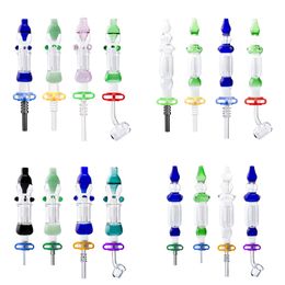 Chinafairprice NC015 Smoking Pipes Spill-Proof Calabash Dab Rig Glass Water Bong About 8.15 Inches 10mm 14mm Ceramic SS Nails Quartz Banger Nail Clip