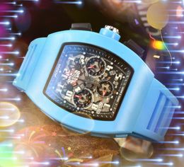 Rubber silicone belt quartz mens time clock watches auto date three eyes six pins full functional super bright Casual Business all the crime Wristwatches