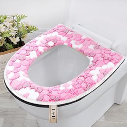 Toilet Seat Covers Small Fresh Floral Pattern Universal Mat Zipper Type Thickened Warm Cushion Household Washable Gasket