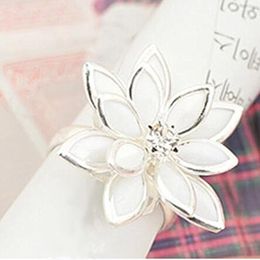 Wedding Rings Cute Flower Resizable Gold Color Finger Valentine's Day Gift Jewelry 2022 Lotus Open For Women