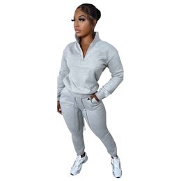New Fall Winter Fleece Tracksuits Women Clothes Pullover Hoodie And Pants Two Piece Set Matching Sweatsuits Casual Sports Outfits Outdoor Jogger Suits 8747