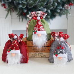 Christmas Decorations Candy Bag Santa Gift Flannel Snowflake Crisp Drawstring Merry For Home Year 2022 Noel Presents