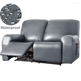 Chair Covers 1/2 Seat Waterproof Recliner Sofa Cover PU Leather Armchair Solid Colour Elastic Relax Single Slipcovers Living Room