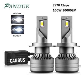 PANDUK 2Pcs 100W 30000LM Car Led Headlight H1 H4 H7 LED Canbus H8 H9 H11 9005 HB3 9006 HB4 High Beam Auto Lights Bulb Auto Turbo