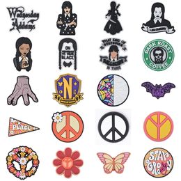 Wednesday Adams Family Enamel shoe charms I am Smiling Figure Girl Decoration Gift hot selling styles masha and the bear