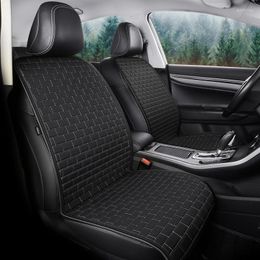 Car Seat Covers Universal Wear-resistant Linen Cover Cushion PU Leather Edging Anti-slip Breathable Pad Four Seasons Protector