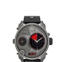 new mens Watch With Original box And Certificate DZ7297 New Mr Daddy Multi Grey Red Dial SS Black Leather Quartz W292j