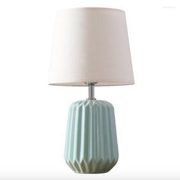 Table Lamps Nordic Simple Green/White Ceramic Fabric E27 Adjustable Lamp For Living Room Bedroom Study Deco H 45cm 80-265V 2178