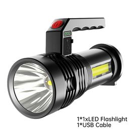 LED Flashlight USB Rechargeable Handheld Lantern Camping Portable Lamp Built in Battery Lighting COB 4 LED Flashlights