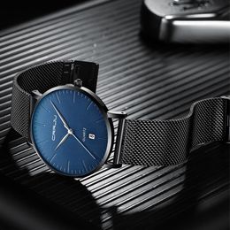 2020 CRRJU New Fashion Men's Ultra Thin Quartz Watches Men Luxury Brand Business Clock Stainless Steel Mesh Band Waterproof W242F