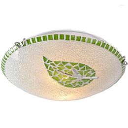 Ceiling Lights LED Bedroom Lamp Mosaic Green Leaf Pastoral Dining Room Corridor Fixtures Kitchen Hallway Washroom Light