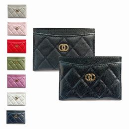 Com código de caixa original porta-cartões carteiras carteiras femininas masculinas de luxo designer bolsa de moedas número de série caviar pele de cordeiro carteira de couro porta-chave porta-cartões