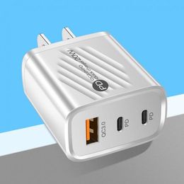 USB C Charger EU US UK Plug Adapter For Smartphones And Tablets Slant USB 3 Ports Portable Mobile Phone