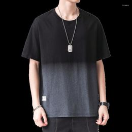 Mens T Shirts 2024 Fashion Men Shirt Street Wear Clothing Cotton Casual Short Daily Summer O-Neck Patchwork White Black Tops Tees