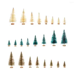 Christmas Decorations Tree Mini Artificial Tabletop Pine Miniature Frosted Desk Small Sisal Set Scenestreesdecors Decor