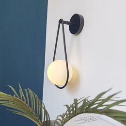 Wall Lamp Postmodern Simple Personality Bedroom Bedside TV Sofa Water Drop Milk White Ball Magic Bean