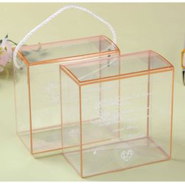 Custom Rectangle Clear PVC plastic Boxes Wedding Favor Gift Box With Hanging Rope Party Candy Bags Chocolate Jewelry Candy Packaging Bag A361