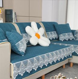 Chair Covers Thicken Plush Fabric Sofa Cover Lace Slip For Living Room European Style Couch Case Home Decor