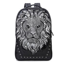 2017 New fashion 3D Lion head pattern man women backpack travel school personality bag computer laptop277L