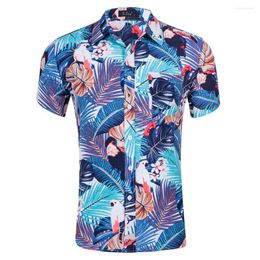 Men's Casual Shirts Fashion Regular Fit Mens Cotton Short Sleeve Hawaiian Shirt Summer Floral Men Plus Size S-XXL Ou Code