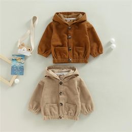 Jackets Arrival Autumn Spring Corduroy Boys Girls Hoodies Solid Color Baby Button Cute Coats Kids Long Sleeve