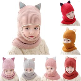 Hats Autumn Winter Baby Hat For Boy Plus Velvet Thickern Windproof Cap Kids One-piece Neck Protector Face Girls Children