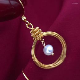 Hoop Earrings 2022 High Quality Real Pearl Sweet Water Natural White Handmade Women Jewelry Gold Earring