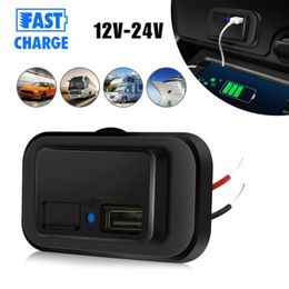 Dual USB Car Charger Socket 5V 3.1A 12V/24V Splitter Outlet Power Adapter for Camper Truck Boat RV