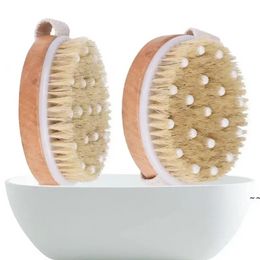 Body Brush for Wet or Dry Brushing Natural Bristles with Massage Nodes Gentle Exfoliating Improve Circulation Wholesale ss1230