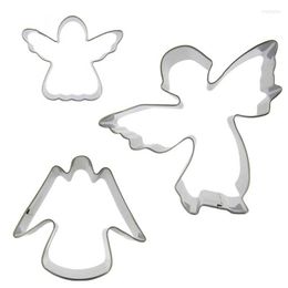 Baking Moulds 3 Pcs Angel Stainless Steel Cookie Cutter Biscuit Embossing Machine Chocolate Pastry Fudge Fruits Mould Cake Decorating Tools