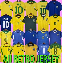 CUSTOM Brasile maglie da calcio retrò # 10 PELE 1957 1970 1978 1985 1988 1992 1994 1998 2000 2002 2004 2006 2010 2012 Brasil RONALDINHO footbal