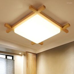 Ceiling Lights Nordic LED Wooden In Square Shape Lamparas De Techo For Bedroom Balcony Corridor Kitchen Lighting Fixtures ZM1111