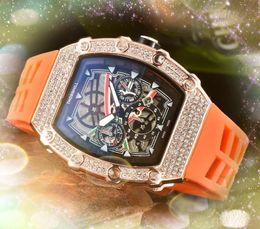 Top Grade Women Men Diamonds Ring Quartz Watch Auto Date transparent hollow skeleton dial Popular Casual Rubber belt Couples Style Three Pins Wristwatches