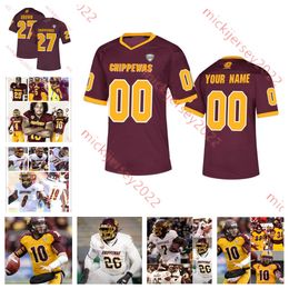 Custom Central Michigan Chippewas Football Jersey 50 Jamezz Kimbrough Quindario Lee Braden Doyle Jason Williams DeAnthony Becton Brayden Swartout Mens jerseys