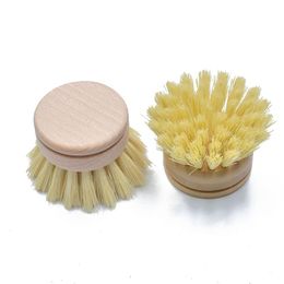 Kitchen cleaning brushes Pot washing brush Natural sisal beech Wood bamboo Pan brush replacement head RRC765