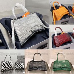 mini hourglass Bag Sparkling Fabric crocodile skin luxury designer Crossbody Handbag Women Purses Genuine Leather Ladies Shoulder 247K