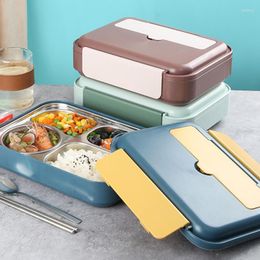 Dinnerware Sets Lunch Bento Boxes -safe Material 304 Stainless Steel And ABS Plastic Four Compartments For Children Adults