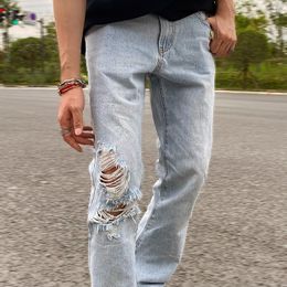 Big Sale Men's Jeans Aakyurself Denim Ripped Jeans Man Leisure Tousers Vintage Pants Man Trouser Retro Sweatpants High Street Overalls Jeans